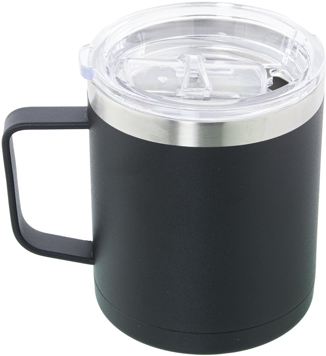 Thermos Cup 350 ml - Dubbeldeksel - Zwart en Transparant
