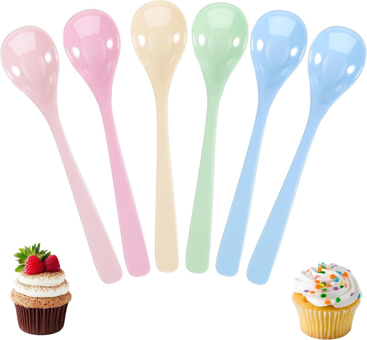 Set van 6 Kleurige Plastic Lepels voor Eieren, Soep en Dranken - Ideaal voor Jogurt en Koffie (16 cm)