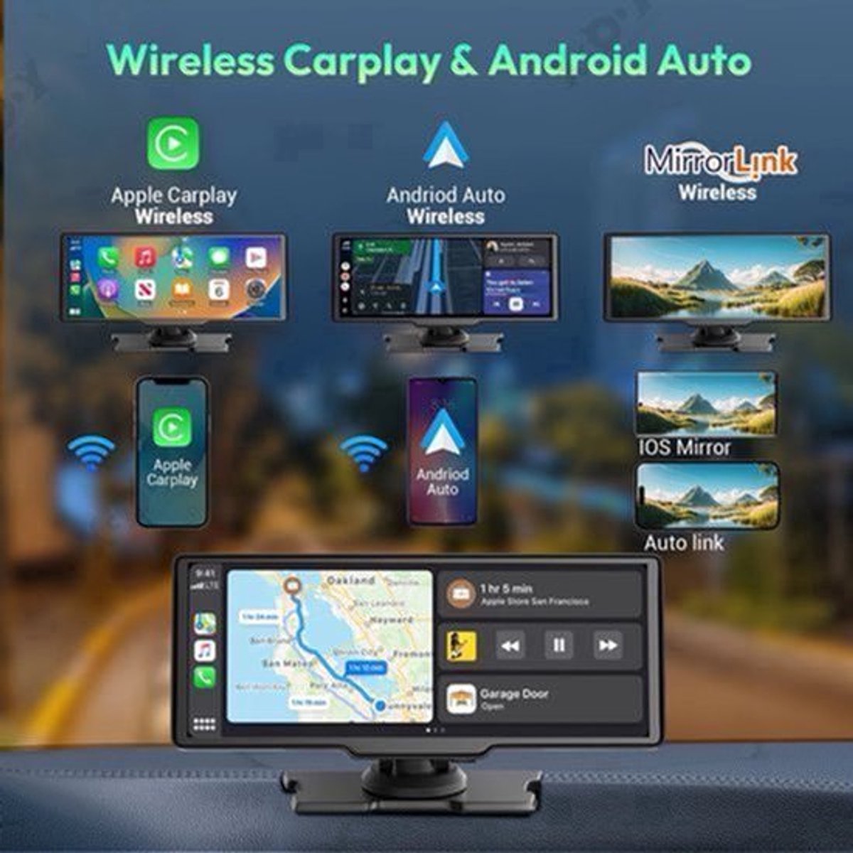 Dashcam Spiegel - Navigatiesysteem Auto - Dashcam voor auto - GPS Navigatie - Draadloze - 4K DVR - Bluetooth Audio - ADAS Systeem - 10.26" - Achteruitrijcamera - 64TF