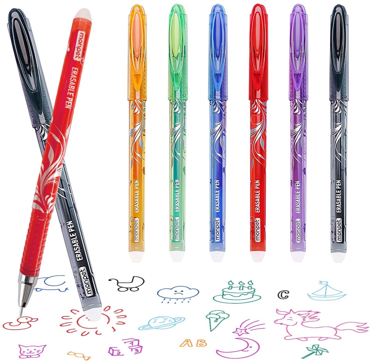 6 stuks uitwisbare balpen - 0.5 mm rollerball met gum - Kantoor en school