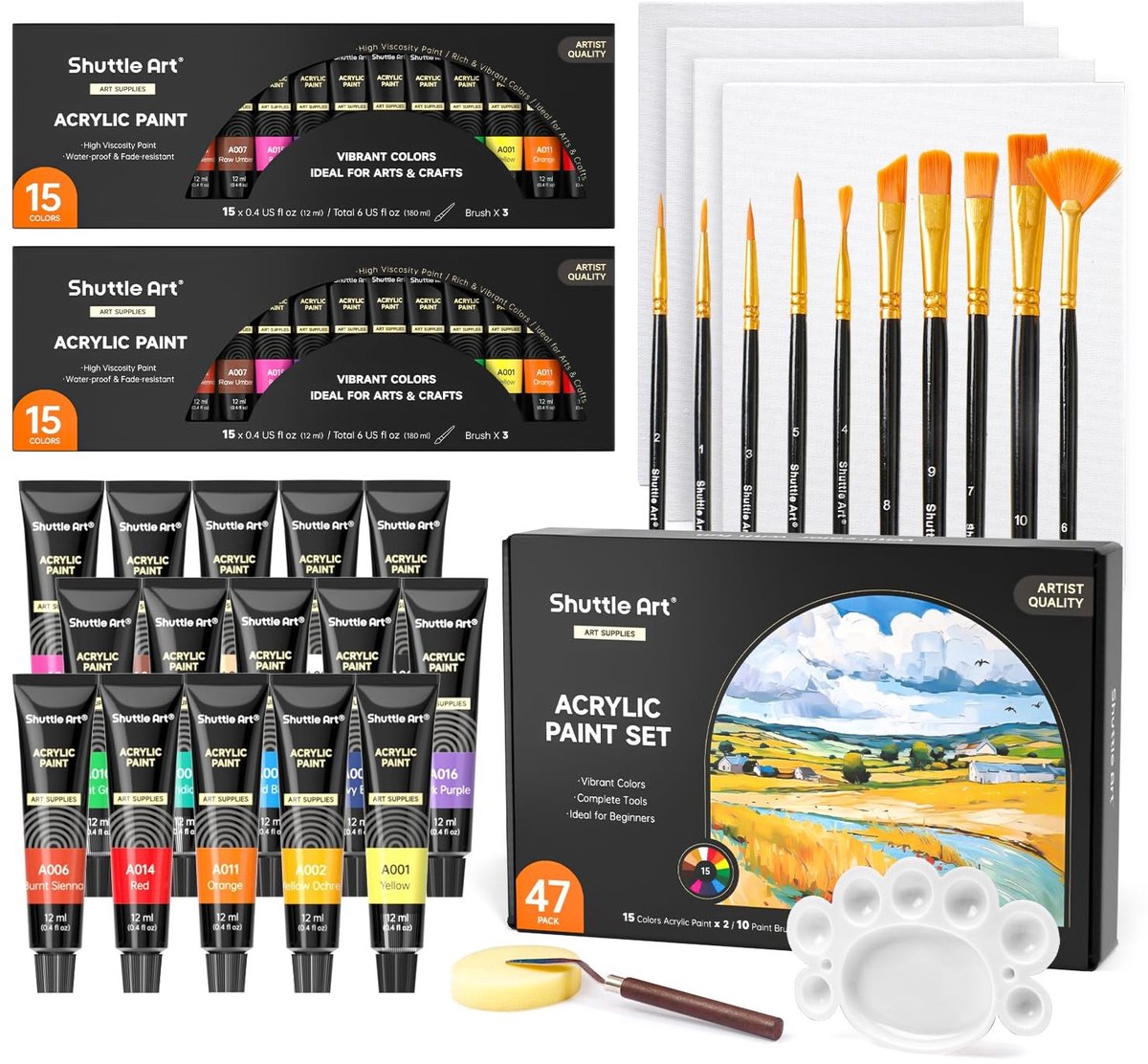 Acryla Verf Set - 47 Delige Set voor Beginners