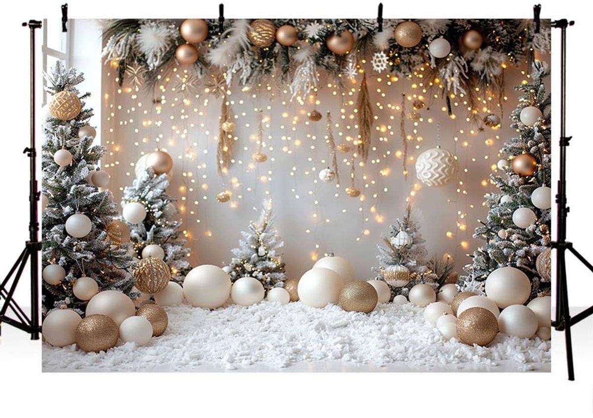 Achtergrond voor fotografie - Winterse boom met sneeuw en licht - 8x6ft