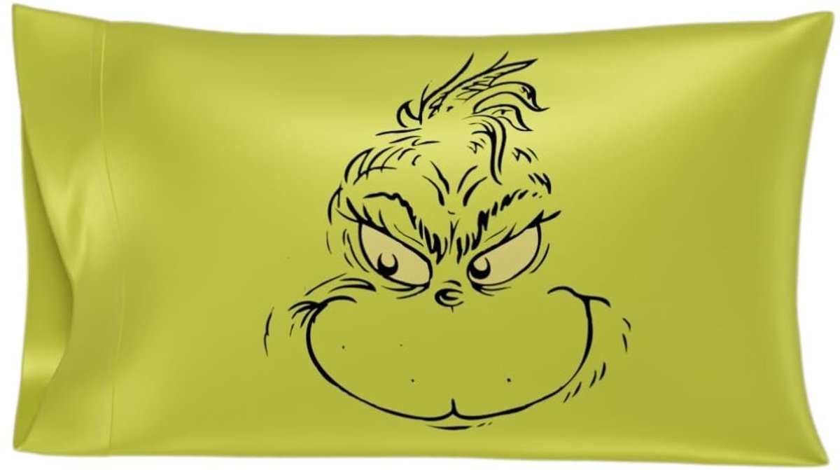 Satijnen Kussensloop - Omkeerbaar met Grinch Design - 20x30 cm