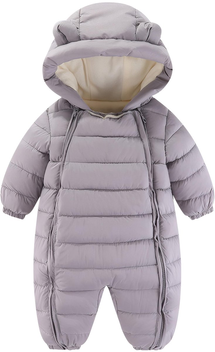 Baby Jumpsuit voor Meisjes en Jongens - Fleece Warm met Capuchon - 0-6 Maanden
