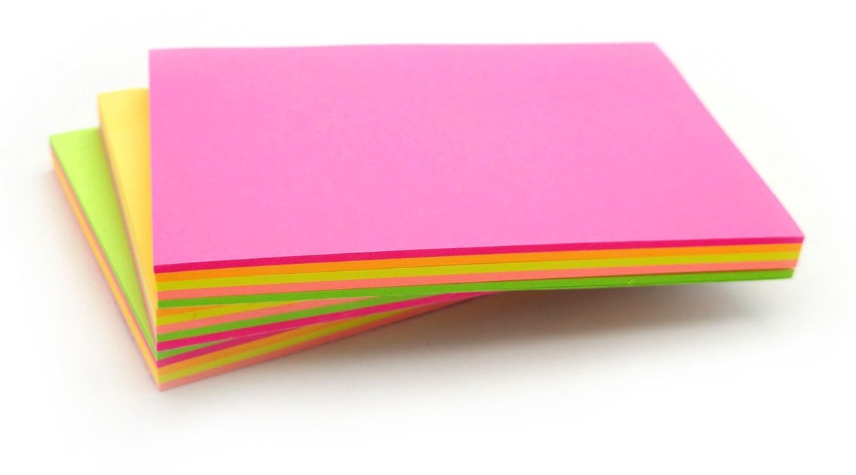 Sticky Notes - Neon Multicolored - 76mm x 127mm - 2400 Stuks