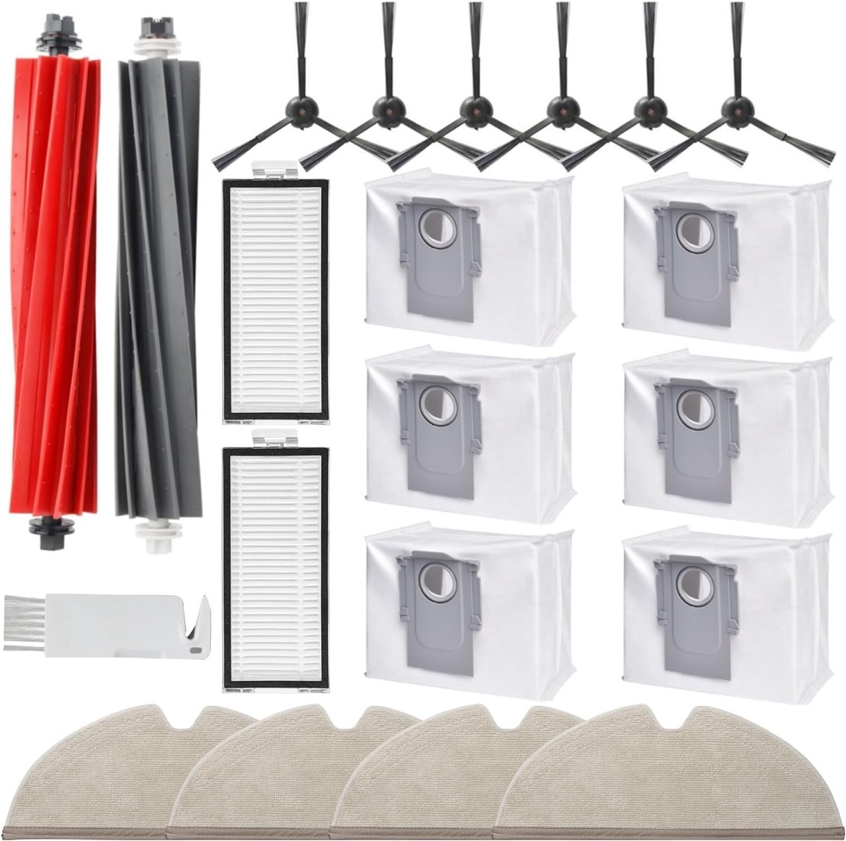 Accessoire Set voor Robotstofzuiger - 6 Stofzakken, 2 Rolborstels, 4 Mopdoeken