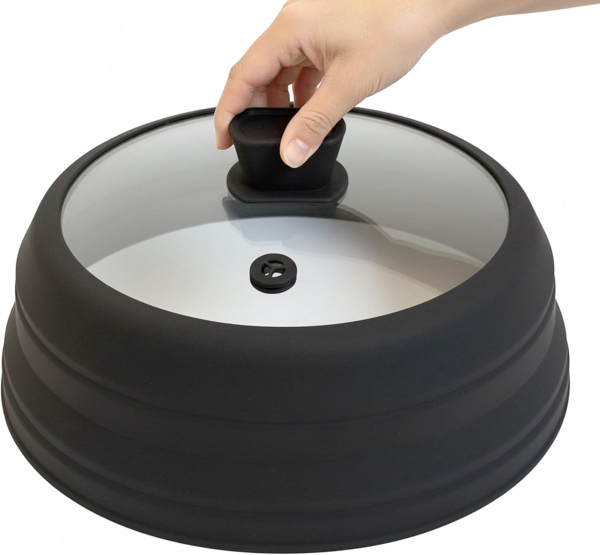 Vouwbare Magnetron Spetterdeksel voor Eten - Temperatuurbestendige Bescherming met Handvat voor Bord en Pot, Ideaal voor Magnetrongebruik