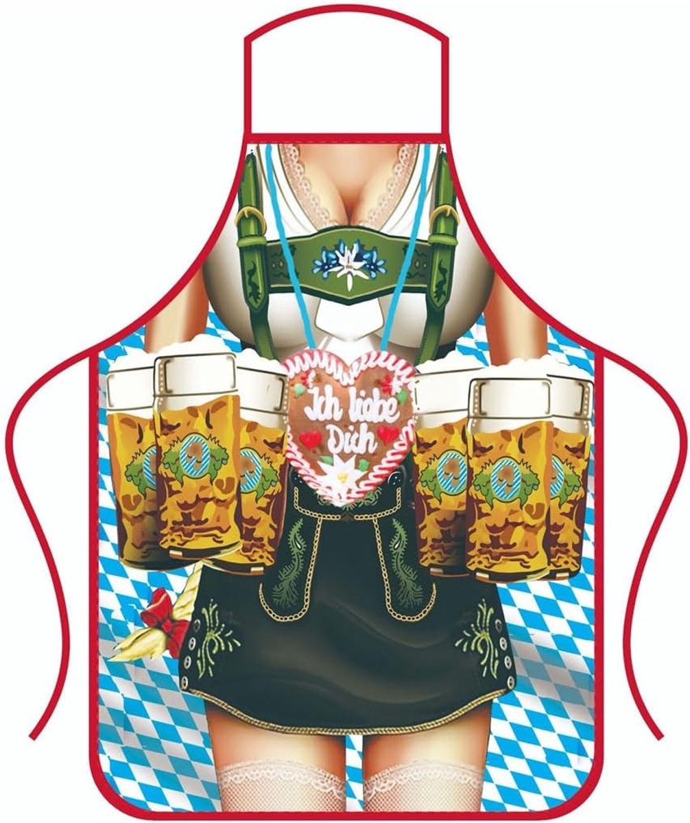 Grappige Keuken Schort voor Stellen, Perfect voor Oktoberfest, Origineel Cadeau met Cartoon Figuren