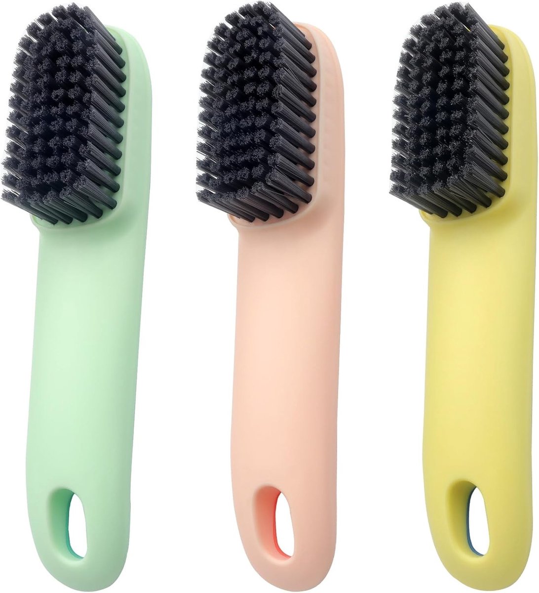 Set van 3 schoonmaakborstels met zachte haren en comfortabele grip - veelzijdige borstel voor schoenen en huishoudelijk gebruik