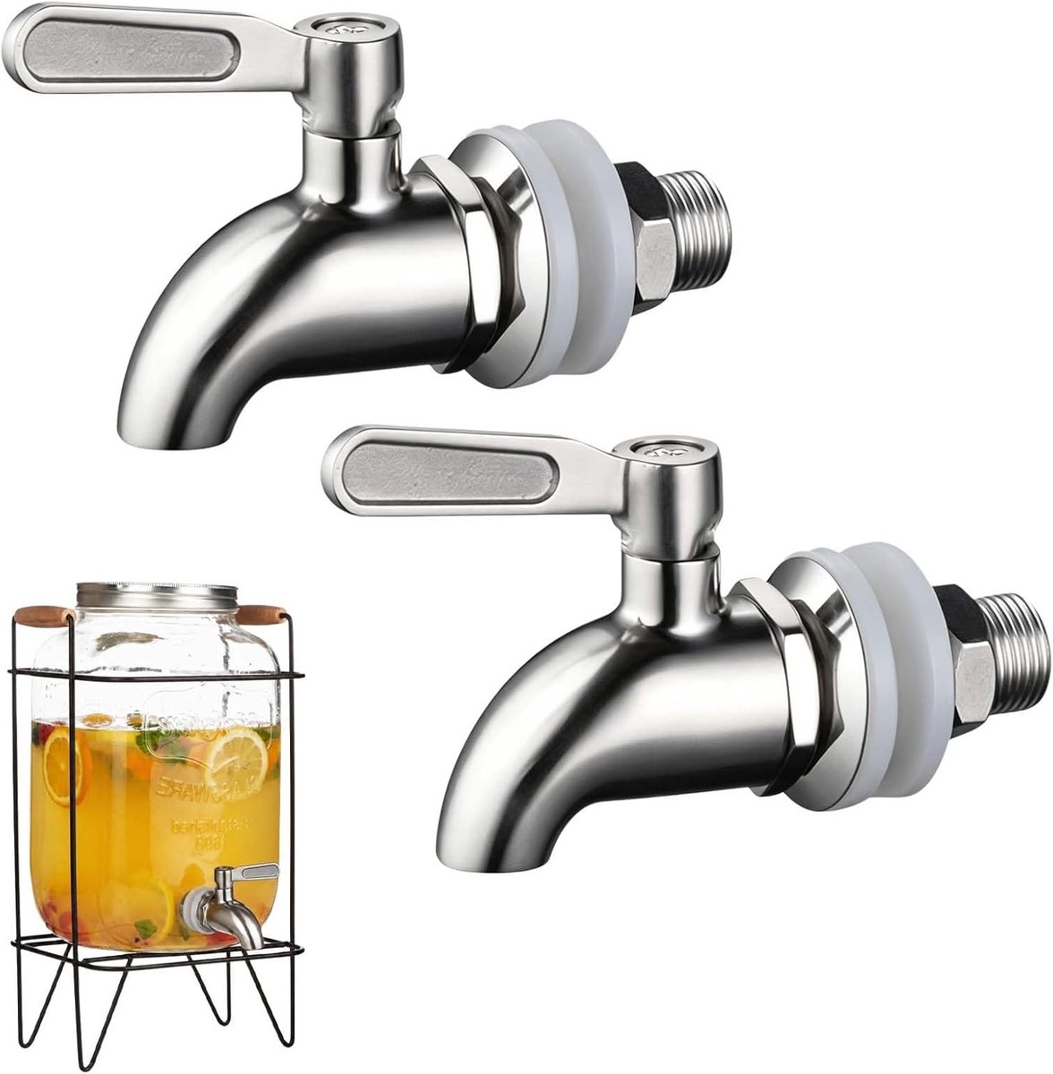 2 Stuks Vervangingskranen voor Drinkdispensers - 16mm Tap voor Dranken, Water en Bier - Ideaal voor Vervangingen van Dispenserkappen en Tapkranen