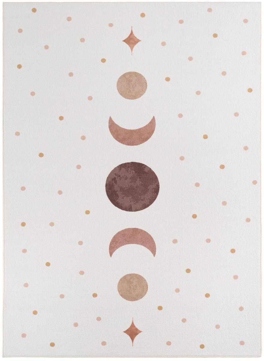 Dutch XXL Kindervloerkleed | Tapijt | Coco | Maanfasen | Crème | 160x230 cm