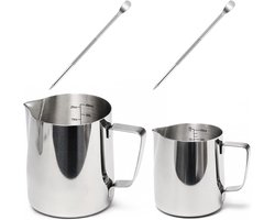 Professionele Melkopschuimers van RVS voor Espresso en Koffie - 2 Stuks met Precisie Tuit en Comfortabele Grip