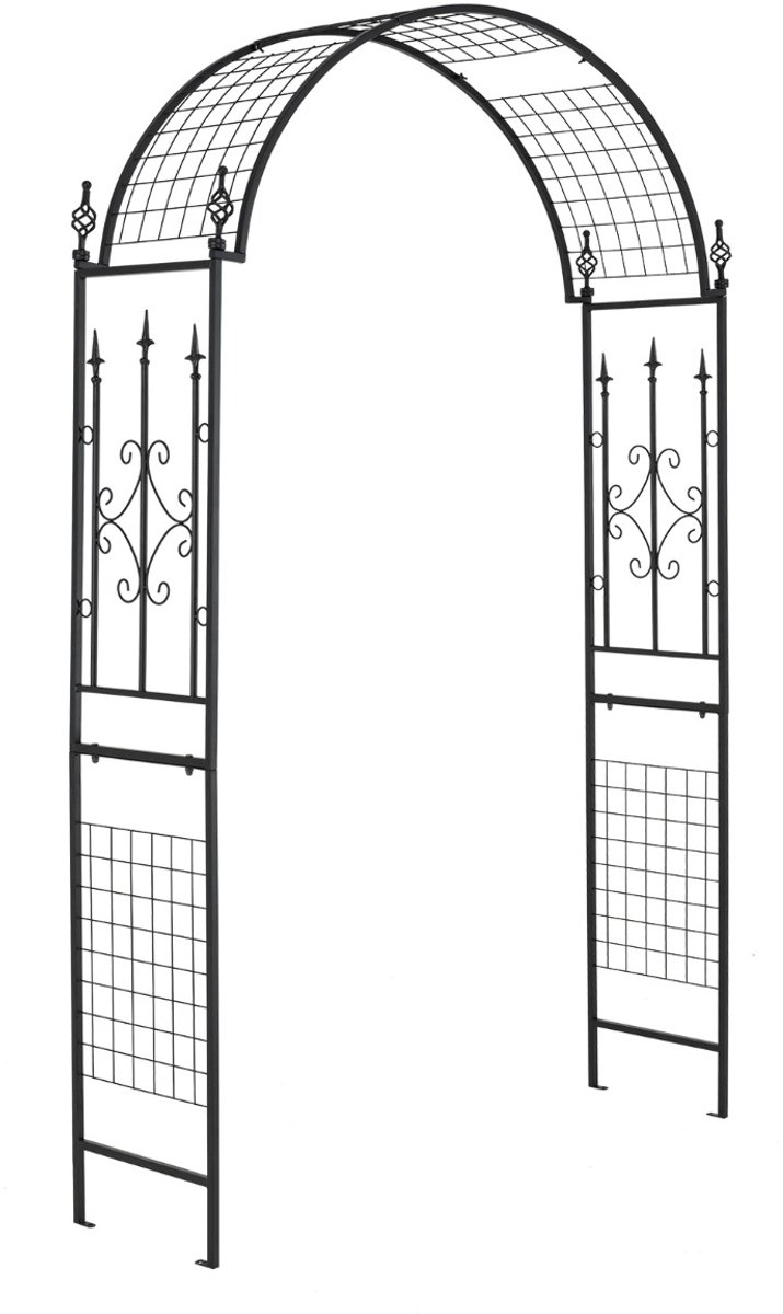 SureDeal® - Tuindecoratie - Tuinboog - Trellis Metalen Poortboog - Klassieke Decoraties - 143x40x234 cm - Donkerbruin