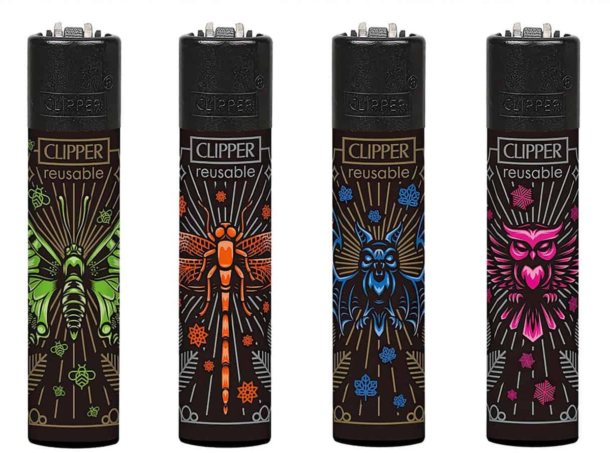 Clipper Classic Large Aanstekers "Tribals Animals" (4 Stuks)