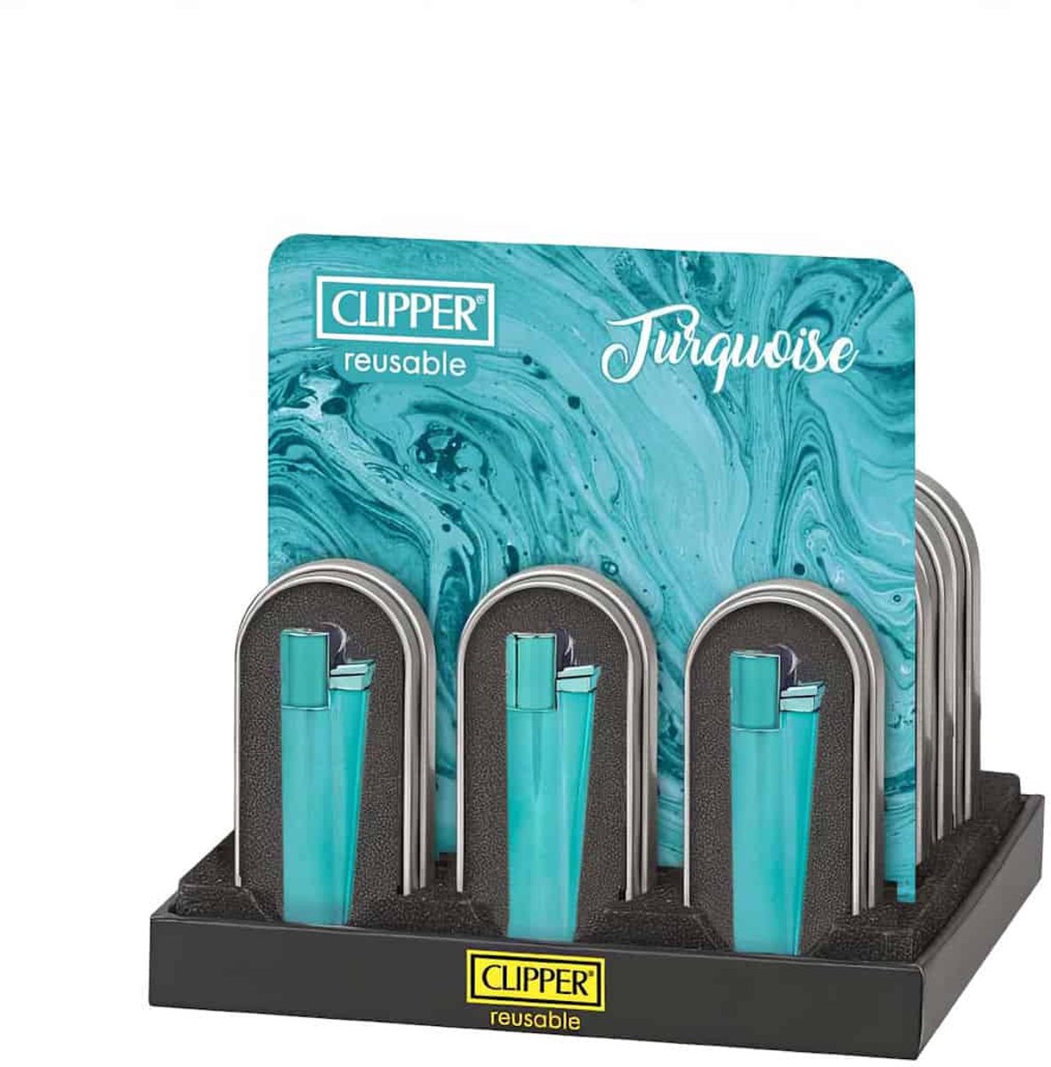 Clipper Large Metal Aansteker "Turquoise"