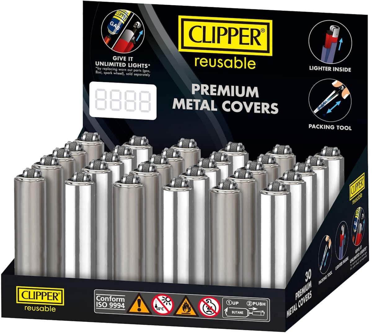 Clipper Micro Metal Aansteker "Silver" - Display 30 stuks