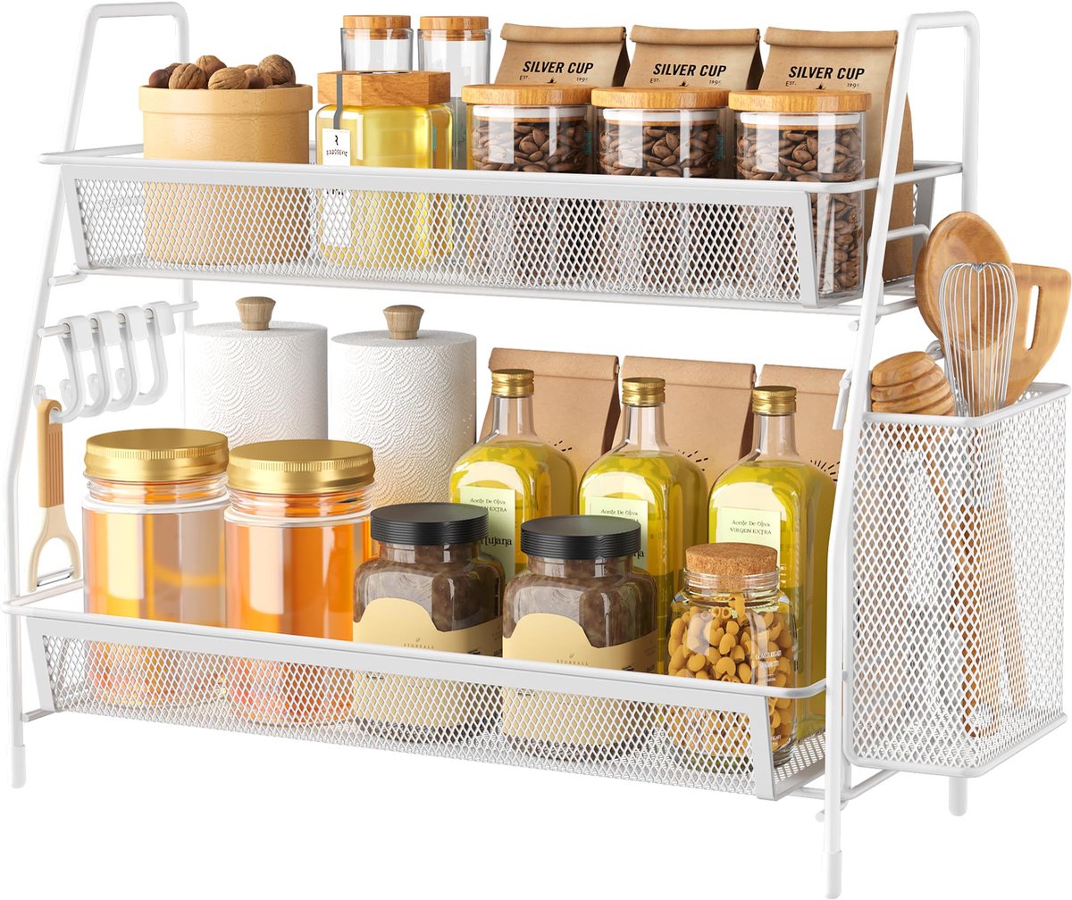 Metalen Staand Opbergrek - 2 Lagen - voor Keuken, Badkamer, Kantoor, Kast & Aanrecht - Wit