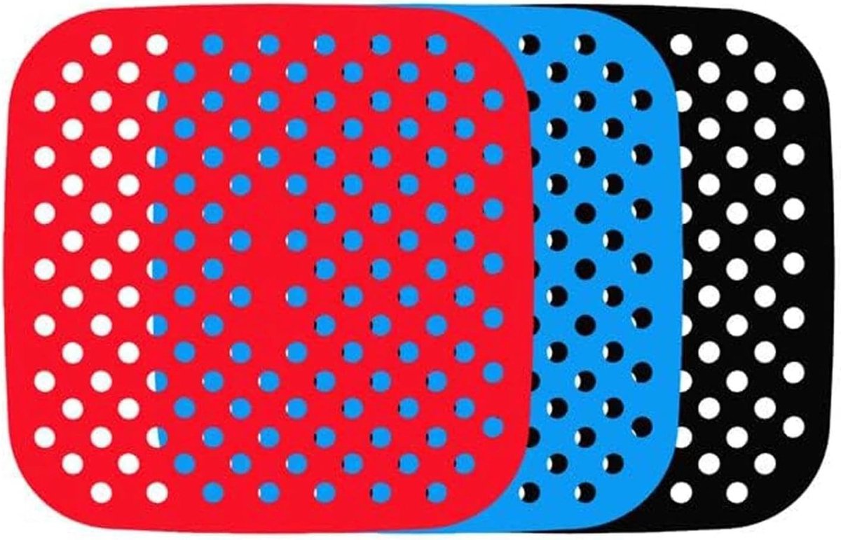Set van 3 Herbruikbare Silicone Airfryer Matten - Antiaanbak Coating, Perfect voor Thuis en Restaurantgebruik, Verkrijgbaar in Drie Kleuren