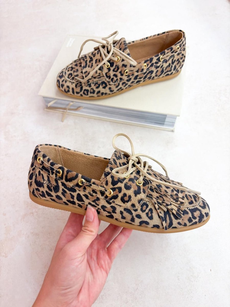 DWRS Latty Fringes Leopard damesmocassin