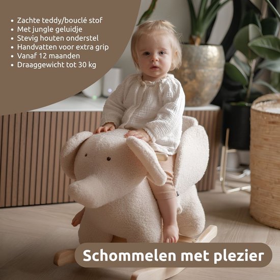 MamaLoes Olifant Olivier Bouclé - Hobbeldier - Schommeldier - 1 jaar van Mamaloes — afbeelding 2