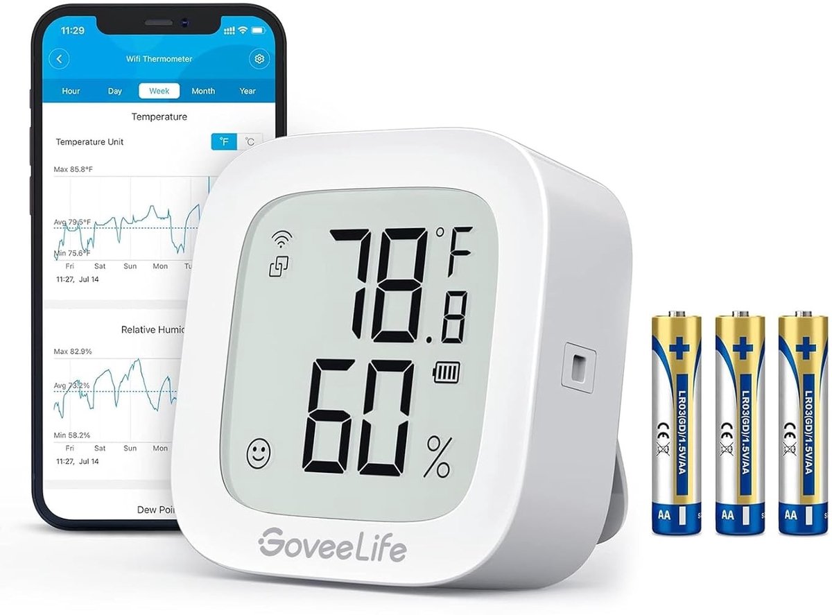 Wifi-thermometer - Wit - 0-60 °C - Digitale Thermo-Hygrometer met Wifi en App - Voor Binnengebruik