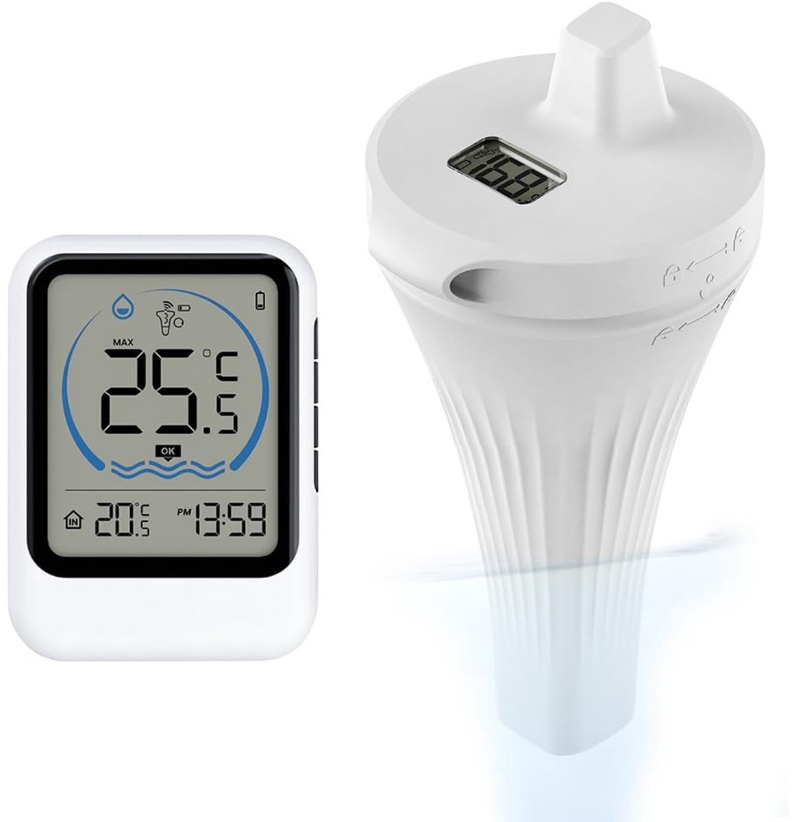 Wifi-thermometer - Zwart - Draadloos - Waterdichte Digitale Zwembadthermometer met LCD-scherm - Voor Zwembaden en Vijvers