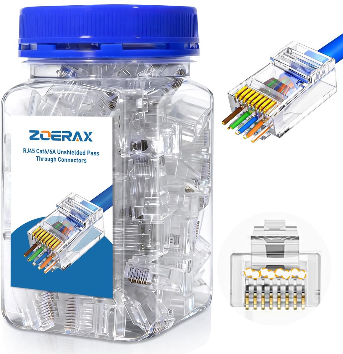 Solidchoice - Cat 6A RJ45 Pass Through Connector voor Ethernet Kabels