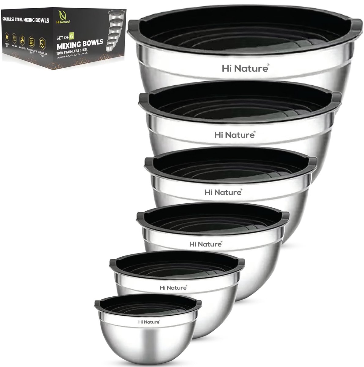 Solidchoice - 6-delige RVS Mengkom Set met Deksel