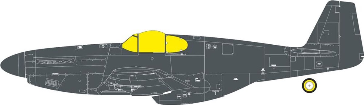 Eduard Modelbouwpakket - JX352 TF Maskering Set - Malcolm Hood Canopy voor North American P-51 B Accessoires set - 1:32 - Modelbouw