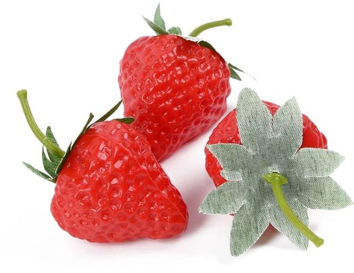 Kunstmatige Aardbeien 20 Stuks - Levensechte Decoratie - Nep Fruit - Hoogwaardig PVC - Duurzaam en Geurloos - Vitrine/Feestdecoratie - Nepaardbeien