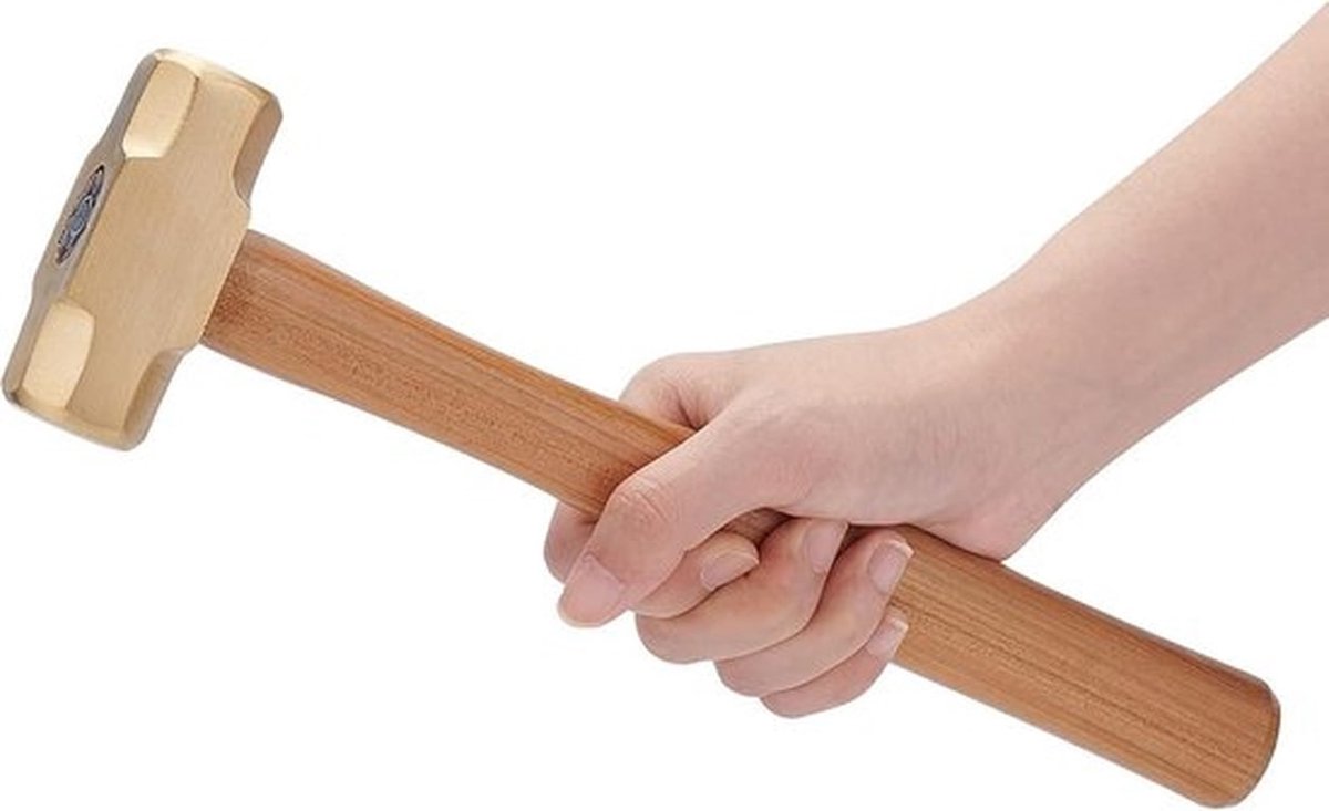 Massief Messing Hamer met Houten Handvat voor Sieraden Maken en Reparaties - 1 Pond - Voor Thuis en Werkplaats - 29.8x7.6x3cm
