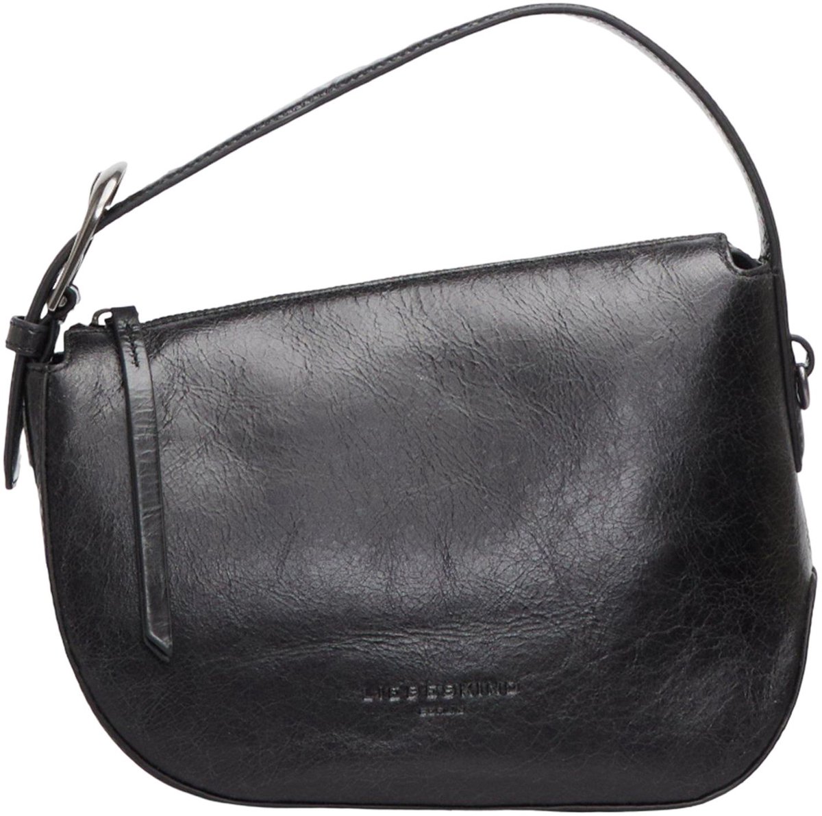 LIEBESKIND BERLIN Leren schoudertas handtas Ines Hobo Bag Black zwart