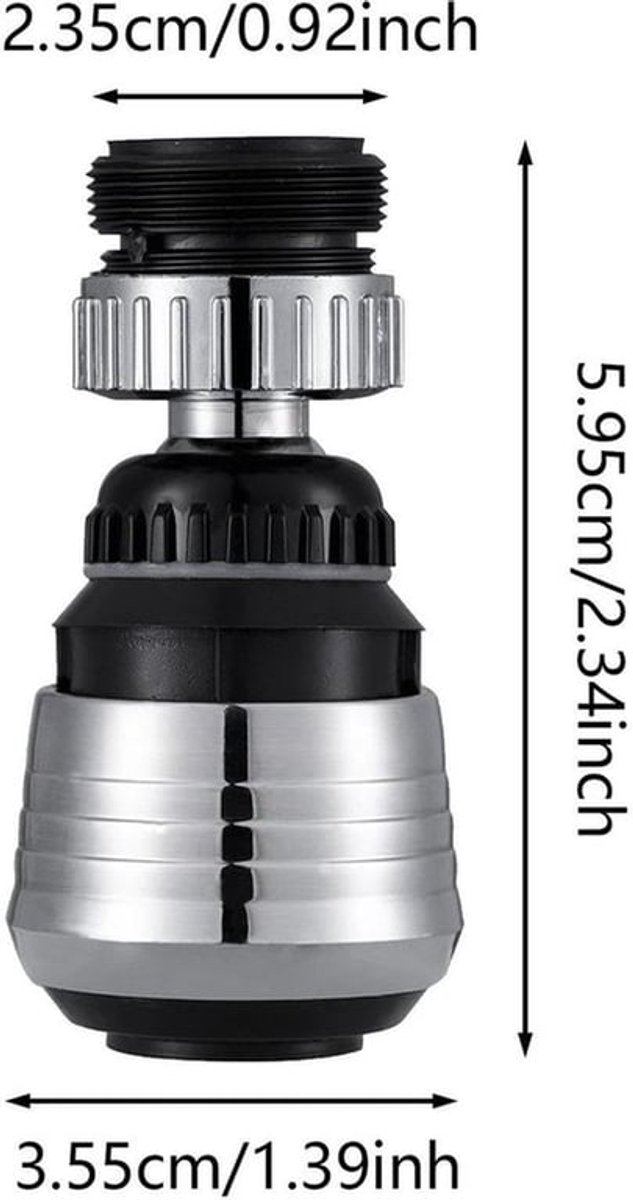 Kraanaansluiting 360° Draaiend - Waterbesparende Nozzle - Verstelbare Waterstroom - Keuken Mengkraan - Eenvoudige Installatie - Perfect voor Afwassen - Keukenmengkraan