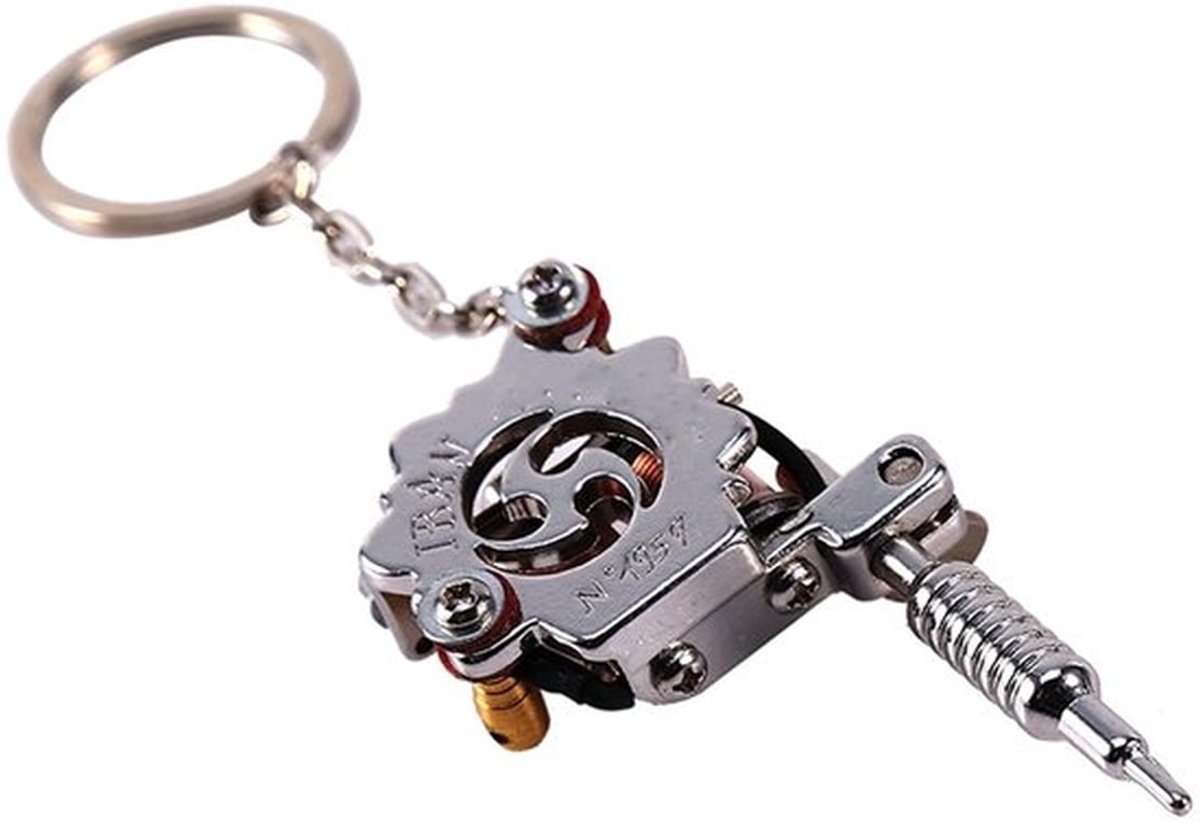 Tattoo Machine Mini - Duurzame Sleutelhanger - Zinkmetaalleger - Lichtgewicht - Uniek Ontwerp - Handig voor Meenemen