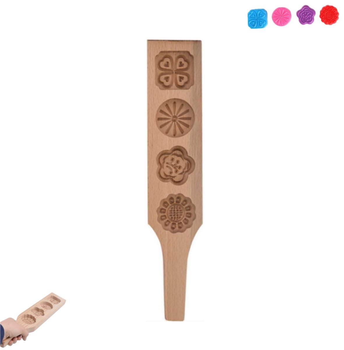 1 stuk - Koekjesvormpje - Houten bakvorm - Bloemvormig gebakvormpje - DIY handgemaakte vorm - Pompoentaart bakgereedschap - Koekjesvormpje 35 cm * 7 cm - Geschikt voor thuisbakkerijen en dessertwinkels