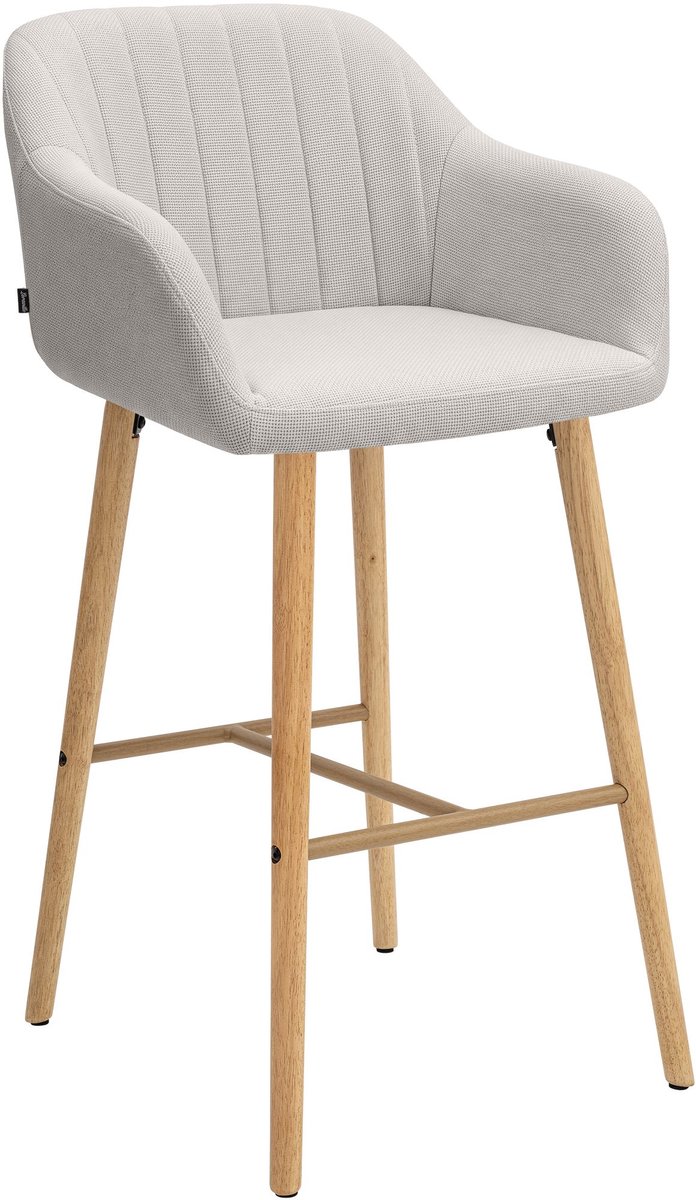 CLP Barkruk Ando - Met Armleuning - Hout - 75 cm - Stof - beige/natura