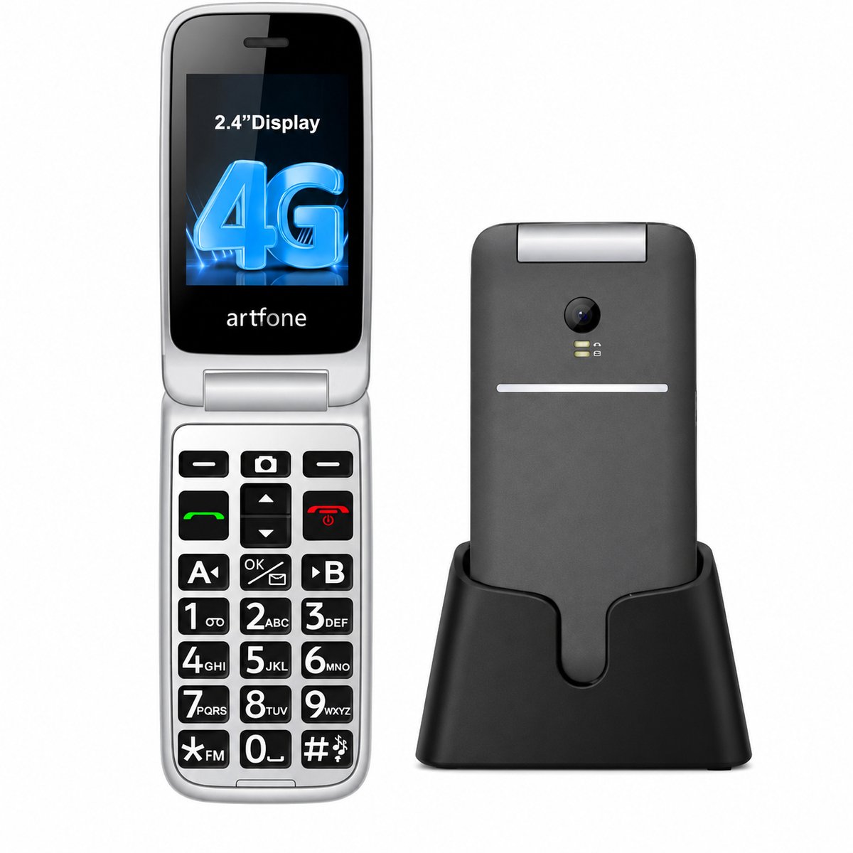 Artfone G3 Senioren Telefoon 4G - Klaptelefoon Dubbel Scherm - SOS Noodknop - GSM Dumbphone - Grijs