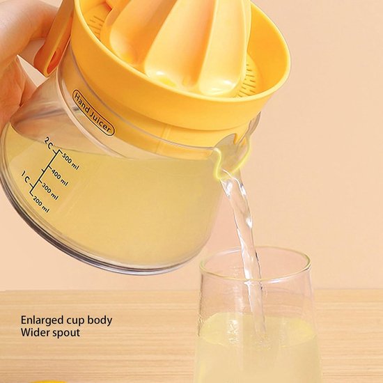 Handmatige sapcentrifuge - Handheld - Kleine sapcentrifuge - Keukenaccessoire - Geschikt voor het persen van sinaasappels, citroenen en andere citrusvruchten (geel) - 13*16,5 cm - 500 ml — afbeelding 5