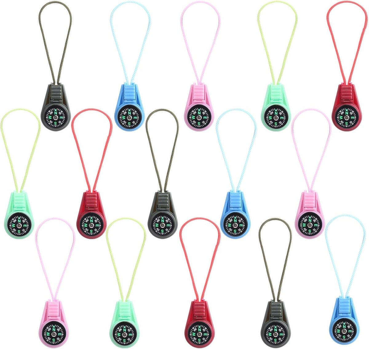 15 x Mini Survival Kompas voor Kinderen - Compacte Pocket Kompas voor Kamperen, Wandelen en Buitenactiviteiten