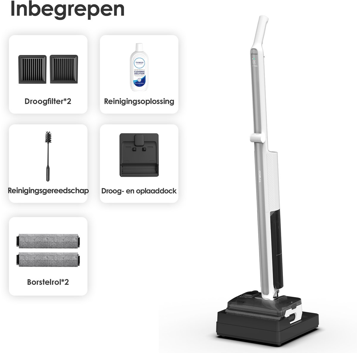Tineco FLOOR ONE i7 Fold Premium - Nat en droog stofzuiger en dweil - 22.000 Pa Zuigkracht - Anti-Hair Tangling - 180° Vouwbare buis - Geluidsarm & hete lucht 85°C snelle droogtijd - 50 minuten accu - Lichtgewicht – foto 4