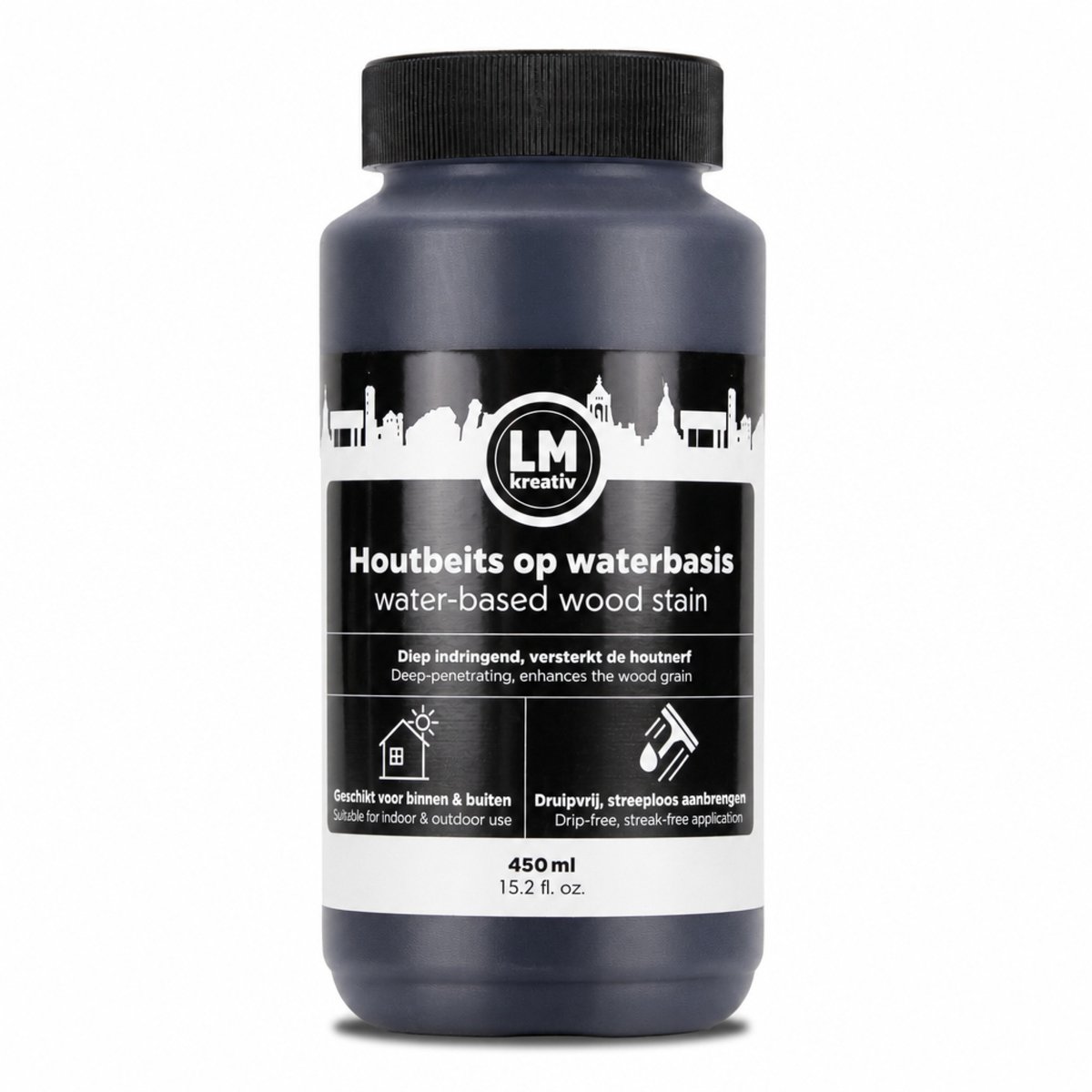 LM-Kreativ Houtbeits - Beits op Waterbasis - Transparant Mat voor Meubels en Interieurhout -Koloniaal Bruin - 450 ml