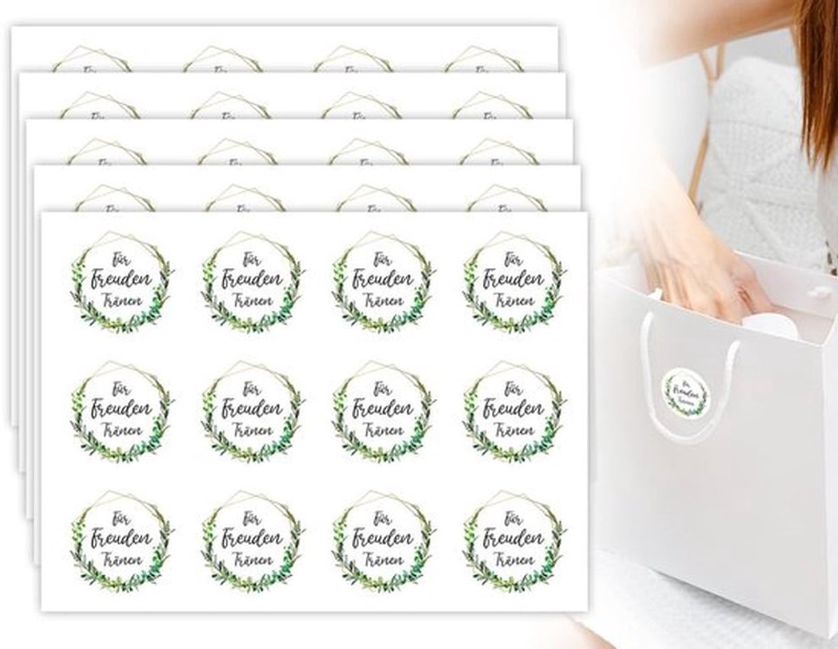 Bruiloftsstickers 120 stuks - Eucalyptus Stickers - Geschenken Accessoires - Hoogwaardig Materiaal - Rond 3,8 cm - Warmte en Romantiek - Decoratiestickers