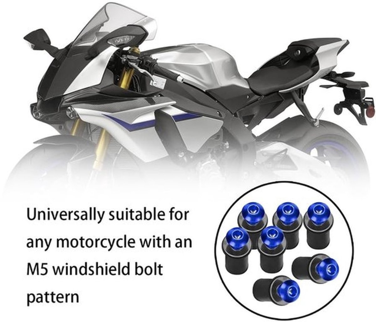 Voorruitschroeven 10 stuks - Aluminium - Multifunctionele Schroevenset - Motorfiets Accessoires - Kleur: Blauw/Zwart/Rood/Groen/Zilver - Eenvoudige Installatie - Motorfiets Schroeven