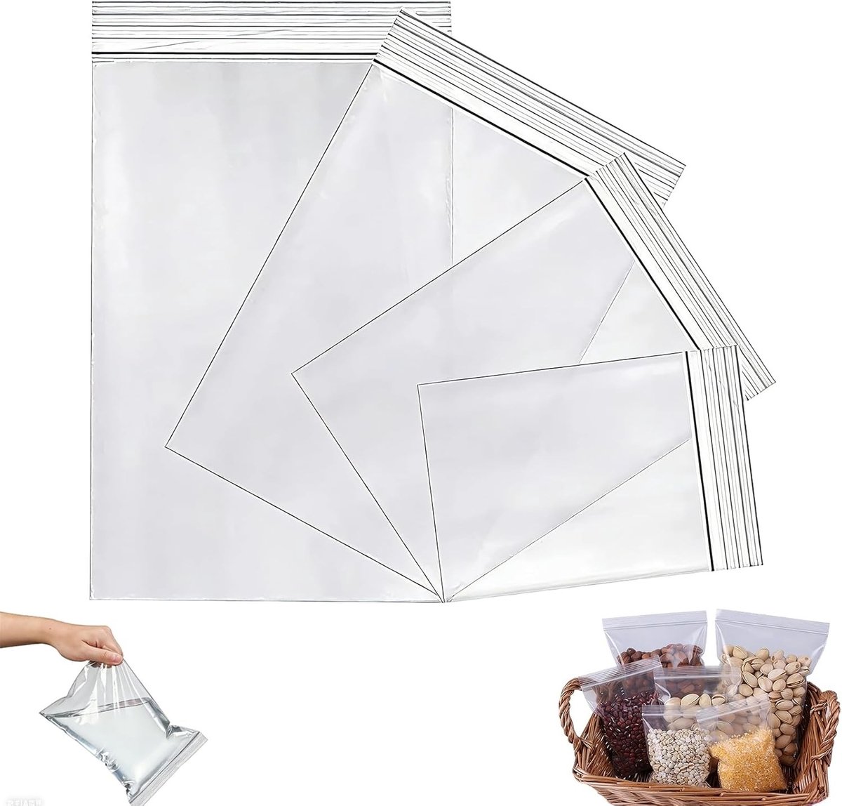 Herbruikbare Ziplock Zakjes - Doorzichtig - 4 Maten - Voedselveilig Plastic - Voor Opslag en Organisatie