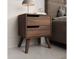 Meubella - Nido - Nachtkastje links - Donker eikenpatroon - 45x35x55 cm