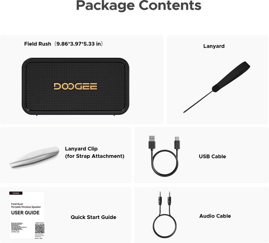 DOOGEE Field Rush - Draagbare Bluetooth Speaker - 130W Vermogen - 28 Uur Speeltijd - Waterdicht IP67 - BT 5.3 - Zwart — afbeelding 4