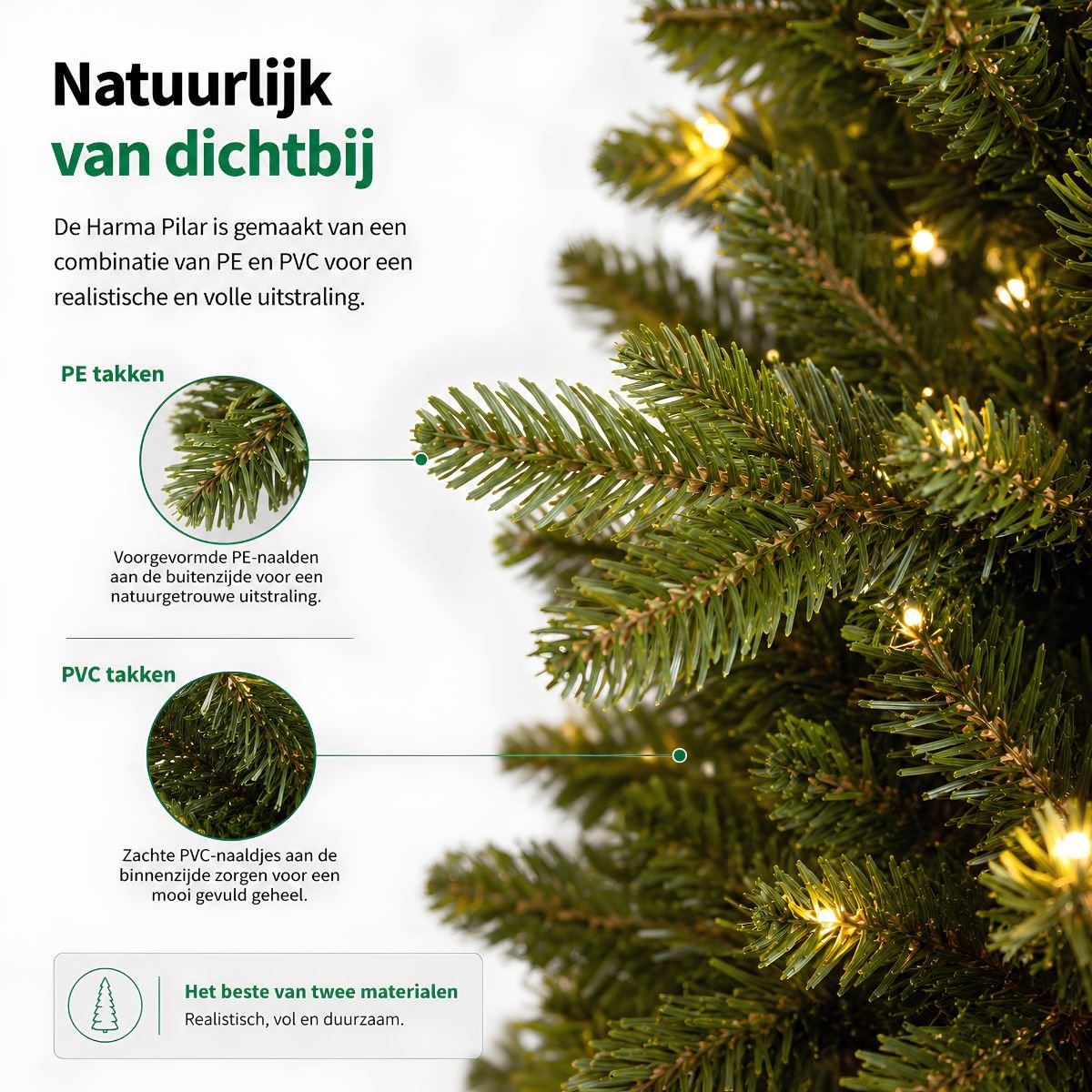 Black Box Trees Harma Smalle Kunstkerstboom - Kerstboom met Verlichting met Timer- en Dimfunctie - Kerstversiering met Warm Witte LED's voor Binnen - H185 x Ø63 cm - Groen – foto 6