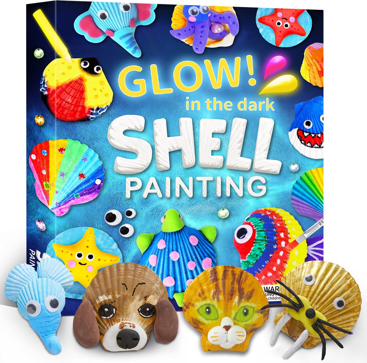 Kits Shell-painting schelpen om te beschilderen, kinderset, creatief voor meisjes, doe-het-zelf knutselset, knutselset voor kinderen vanaf 6, 7, 8, 9-12 jaar, kinderverjaardag, knutselset