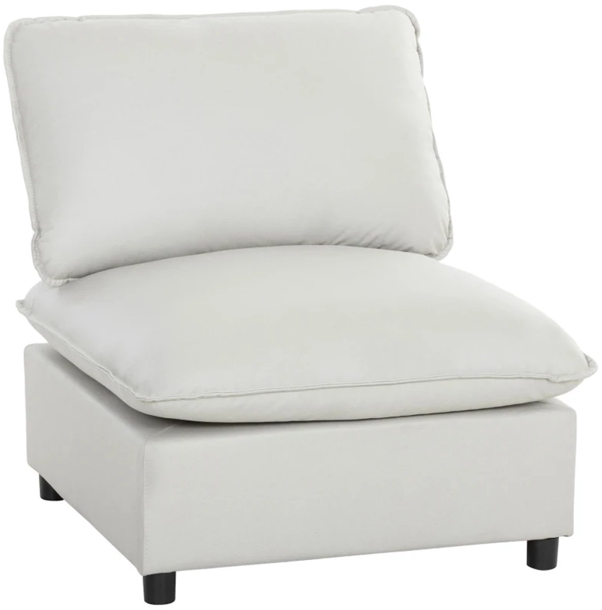Fauteuil - Moderne Lederen Accentstoel - Brede en Diepe Zitting - Dikke Kussens - Eenvoudige Montage - Grijs