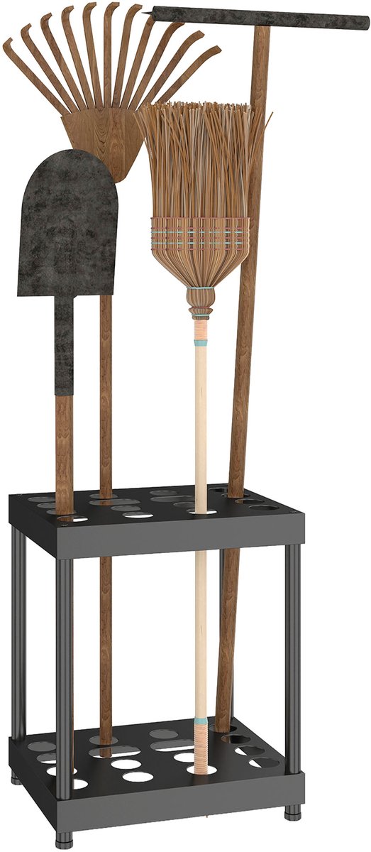 Outsunny Tuingereedschap Opbergrek - Metaal - 42x33x50cm - Zwart